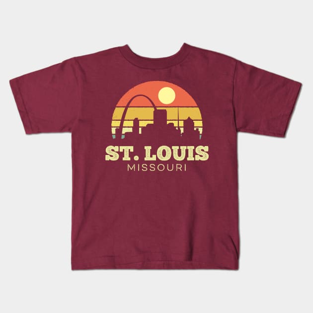 St Louis Missouri Vintage Sunset Kids T-Shirt by DetourShirts